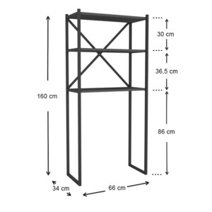 Έπιπλο πλυντηρίου Mindy Megapap μεταλλικό - μελαμίνης χρώμα μαύρο - ανθρακί 66x34x160εκ. - Image 4