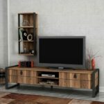 Σύνθεση τηλεόρασης Ursula Megapap χρώμα καρυδί - μαύρο 184