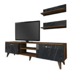 Έπιπλο τηλεόρασης Colin Megapap χρώμα καρυδί - μαύρο εφέ μαρμάρου 150x29,5x40,6εκ. - Image 4