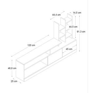 Σύνθεση τηλεόρασης Pesaro Megapap χρώμα λευκό 165x25x91,3εκ. - Image 5