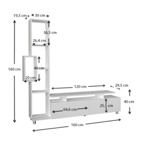 Σύνθεση τηλεόρασης Tulip Megapap χρώμα λευκό 160x29,5x160εκ. - Image 5