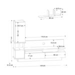 Σύνθεση τηλεόρασης Almeria Megapap χρώμα λευκό - cordoba 149x29,5x117εκ. - Image 4