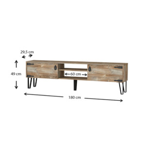 Έπιπλο τηλεόρασης Costa Megapap χρώμα vintage patik - μαύρο 180x29,5x49εκ. - Image 6