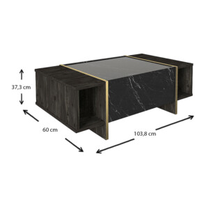 Τραπεζάκι σαλονιού Veyron Megapap χρώμα μαύρο rebab - μαύρο εφέ μαρμάρου 104x60x37,3εκ. - Image 4