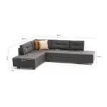 Γωνιακός καναπές - κρεβάτι Manama Megapap αριστερή γωνία υφασμάτινος χρώμα ανθρακί 280x206x85εκ. - Image 7