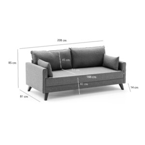 Καναπές Bella Megapap τριθέσιος υφασμάτινος χρώμα καφέ 208x81x85εκ. - Image 7