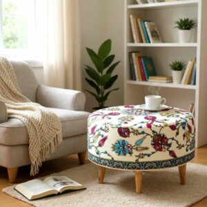 Σκαμπώ Rimini Megapap υφασμάτινο πολύχρωμο 65x65x40εκ. - Image 2