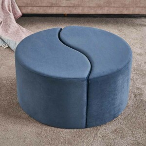 Σκαμπώ Alis Megapap βελούδινο χρώμα μπλε 80x80x40εκ. - Image 3