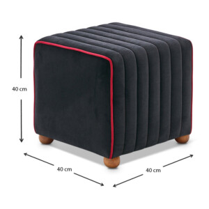 Σκαμπώ Mona Megapap βελούδινο χρώμα μαύρο 40x40x40εκ. - Image 4