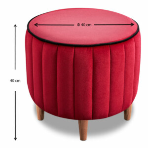 Σκαμπώ Lindy Megapap βελούδινο χρώμα κόκκινο 40x40x40εκ. - Image 4