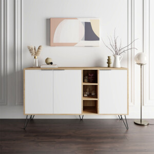 Μπουφές Clara Megapap χρώμα φυσικό οξιάς - λευκό 142x35