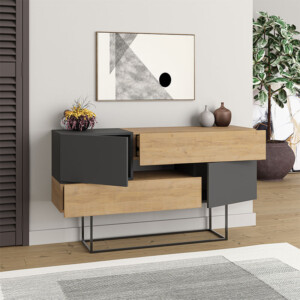 Μπουφές Eros Megapap sapphire oak - ανθρακί 145x40x82εκ. - Image 2