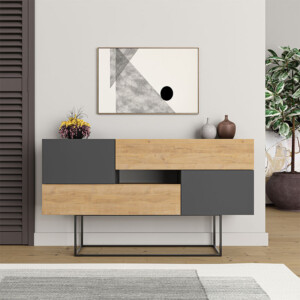 Μπουφές Eros Megapap φυσικό οξιάς - ανθρακί 145x40x82εκ.