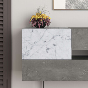 Μπουφές Eros Megapap γκρι ρετρό - λευκό εφέ μαρμάρου 145x40x82εκ. - Image 3