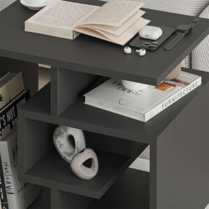 Τραπεζάκι βοηθητικό Labirent Megapap χρώμα ανθρακί 54x40x45εκ. - Image 2