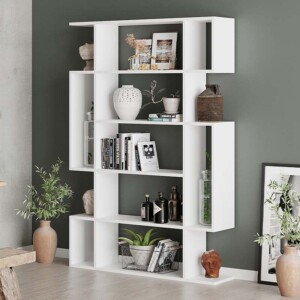 Βιβλιοθήκη Mito Megapap χρώμα λευκό 108x25x161εκ.