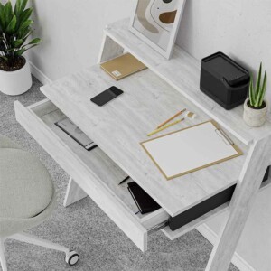 Γραφείο εργασίας Cowork Megapap χρώμα λευκό αντικέ 94x50x91εκ. - Image 3