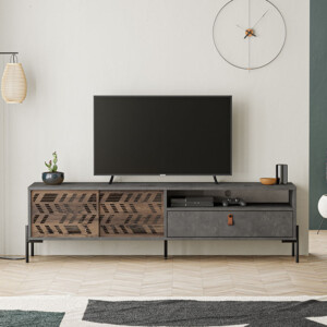 Έπιπλο τηλεόρασης Dionysos Megapap χρώμα γκρι ρετρό 170x45x48,6εκ. - Image 3