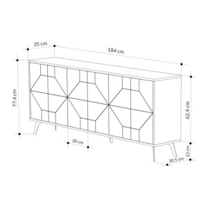 Μπουφές Dune Megapap χρώμα sapphire oak 184x35x77,4εκ. - Image 6