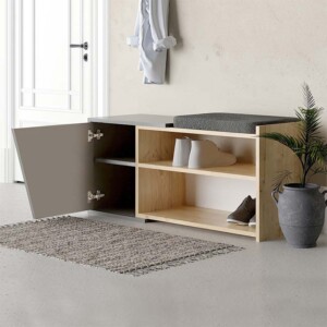 Παπουτσοθήκη Fiona Megapap χρώμα ανθρακί - φυσικό οξιάς 104x37x47εκ. - Image 2