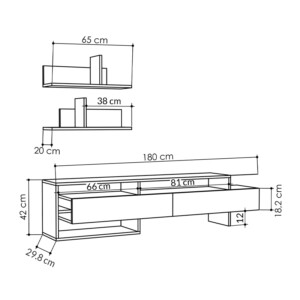Έπιπλο τηλεόρασης Gara Megapap χρώμα ανθρακί 180x29,8x42εκ. - Image 4