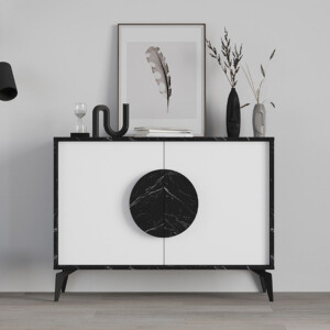 Μπουφές Gora Megapap χρώμα μαύρο εφέ μαρμάρου - λευκό 110x35,6x82εκ. - Image 3