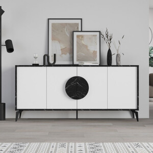 Μπουφές Gora Megapap χρώμα μαύρο εφέ μαρμάρου - λευκό 180x35,6x82εκ. - Image 3