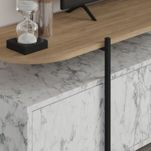 Έπιπλο τηλεόρασης Hanley Megapap χρώμα λευκό εφέ μαρμάρου 160x35,6x48εκ. - Image 4