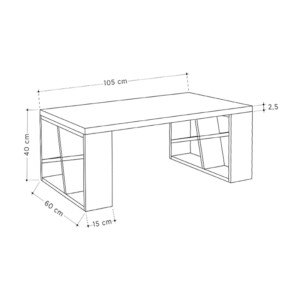 Τραπεζάκι σαλονιού Honey Megapap μελαμίνης χρώμα sapphire oak - λευκό 105x60x40εκ. - Image 3