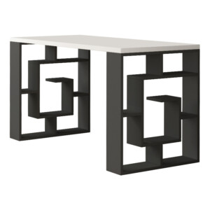 Γραφείο εργασίας Labirent Megapap χρώμα ανθρακί - λευκό 140x60x75εκ - Image 2