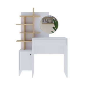 Τουαλέτα με καθρέπτη Mup Megapap χρώμα λευκό - sapphire oak 105x35x151εκ. - Image 5