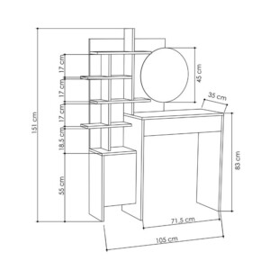 Τουαλέτα με καθρέπτη Mup Megapap χρώμα λευκό - sapphire oak 105x35x151εκ. - Image 7