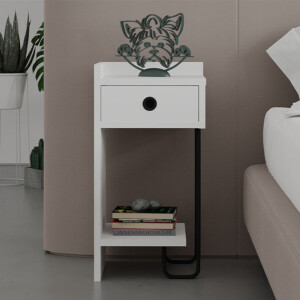 Κομοδίνο Sirius Megapap αριστερό χρώμα λευκό 32x30x61εκ. - Image 3