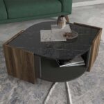 Τραπεζάκι σαλονιού Marbel Megapap χρώμα καρυδί - μαύρο εφέ μαρμάρου 75x75x40εκ. - Image 4