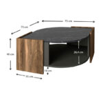 Τραπεζάκι σαλονιού Marbel Megapap χρώμα καρυδί - μαύρο εφέ μαρμάρου 75x75x40εκ. - Image 5