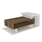 Τραπεζάκι σαλονιού Flynn Megapap χρώμα λευκό - καρυδί 90x50x35εκ. - Image 4