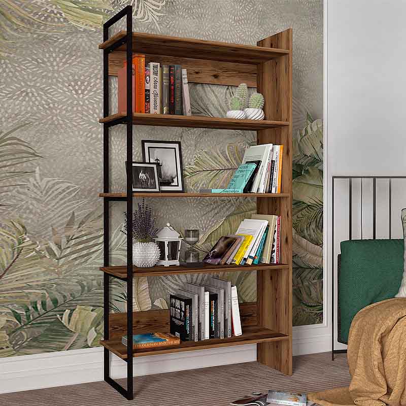 Βιβλιοθήκη Cecilia Megapap χρώμα καπνιστή καρυδιά 91