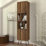 Βιβλιοθήκη Norma Megapap χρώμα καρυδί 45x35x184εκ.