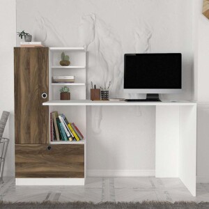 Γραφείο εργασίας Domingo Megapap χρώμα λευκό - καρυδί 149,5x60x120εκ. - Image 3