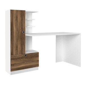 Γραφείο εργασίας Domingo Megapap χρώμα λευκό - καρυδί 149,5x60x120εκ. - Image 6