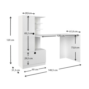 Γραφείο εργασίας Domingo Megapap χρώμα λευκό 149,5x60x120εκ. - Image 7