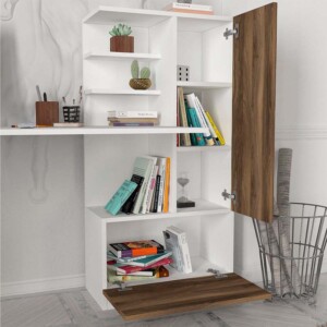 Γραφείο εργασίας Merino Megapap χρώμα λευκό - καρυδί 149,5x61,8x120εκ. - Image 4