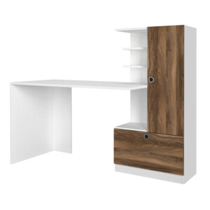 Γραφείο εργασίας Merino Megapap χρώμα λευκό - καρυδί 149,5x61,8x120εκ. - Image 6