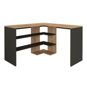 Γραφείο εργασίας Stylo Megapap χρώμα sapphire oak -  ανθρακί 120x120x73,8εκ. - Image 4