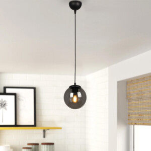 Φωτιστικό οροφής Malta Megapap E27 γυάλινο μονόφωτο χρώμα μαύρο 15x15x70εκ. - Image 2