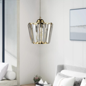 Φωτιστικό οροφής Neva Megapap E27 γυάλινο μονόφωτο χρώμα χρυσό 20x20x70εκ. - Image 2