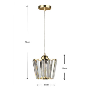 Φωτιστικό οροφής Neva Megapap E27 γυάλινο μονόφωτο χρώμα χρυσό 20x20x70εκ. - Image 3
