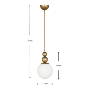 Φωτιστικό οροφής Latona Megapap E27 μεταλλικό μονόφωτο χρώμα χρυσό 15x15x70εκ. - Image 3