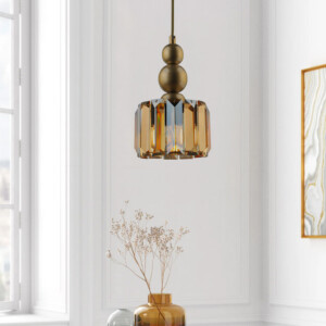 Φωτιστικό οροφής Alaba Megapap E27 μεταλλικό - γυάλινο μονόφωτο χρώμα χρυσό 15x15x65εκ. - Image 2