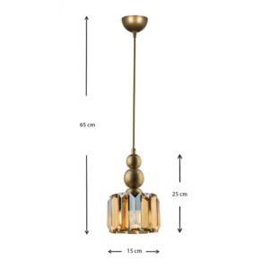 Φωτιστικό οροφής Alaba Megapap E27 μεταλλικό - γυάλινο μονόφωτο χρώμα χρυσό 15x15x65εκ. - Image 3